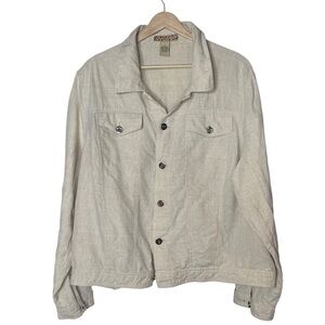 Lily Stanhope 100% Linen Boxy Jacket Size 3X Beige Minimalist Breathable